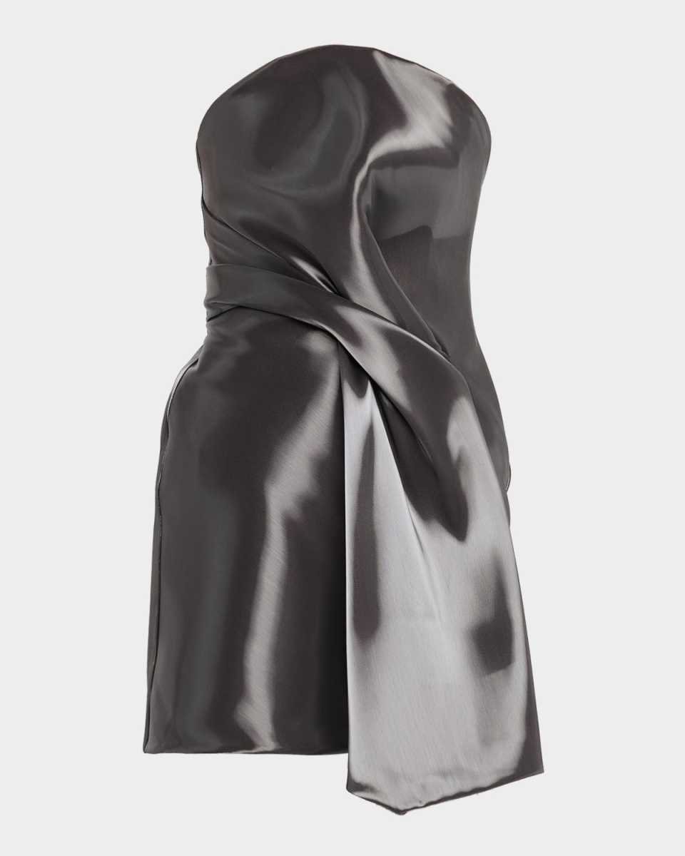 Kate Strapless Draped Liquid-Effect Mini Dress